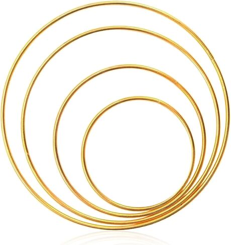 10PCS Dream Catcher Rings, Wreath Macrame Rings Gold Metal Floral Hoops Metal Craft Hoops for Making Wedding Wreath Decor Wall Hanging Crafts Table Decorations (2/3/4/5/6 Inch*2Pcs) in Kuwait