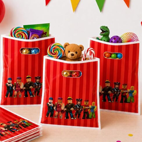 20 قطعة من أكياس هدايا الحفلات بكسل من أكياس ورق مينر للأطفال Bdy Pixel Goodie Bag لعبة فيديو زينة عيد الميلاد، حقيبة صغيرة للحلوى مع مقابض ديكورات حفلات أعياد الميلاد in Saudi Arabia