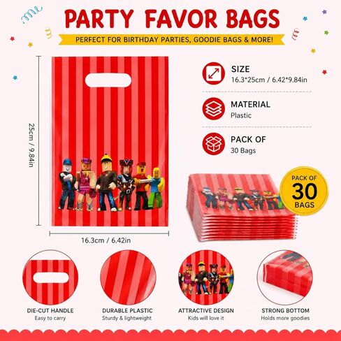 20 قطعة من أكياس هدايا الحفلات بكسل من أكياس ورق مينر للأطفال Bdy Pixel Goodie Bag لعبة فيديو زينة عيد الميلاد، حقيبة صغيرة للحلوى مع مقابض ديكورات حفلات أعياد الميلاد in Saudi Arabia