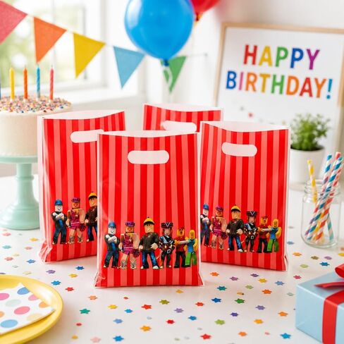 20 قطعة من أكياس هدايا الحفلات بكسل من أكياس ورق مينر للأطفال Bdy Pixel Goodie Bag لعبة فيديو زينة عيد الميلاد، حقيبة صغيرة للحلوى مع مقابض ديكورات حفلات أعياد الميلاد in Saudi Arabia