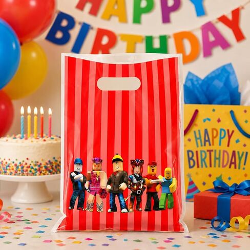 20 قطعة من أكياس هدايا الحفلات بكسل من أكياس ورق مينر للأطفال Bdy Pixel Goodie Bag لعبة فيديو زينة عيد الميلاد، حقيبة صغيرة للحلوى مع مقابض ديكورات حفلات أعياد الميلاد in Saudi Arabia