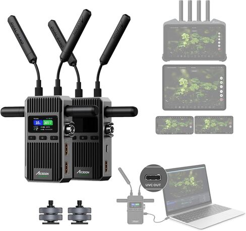 نظام نقل الفيديو اللاسلكي Accsoon CineView 2 SDI، مستقبل إرسال HDMI SDI، نطاق مزدوج 1500 قدم، بث مباشر UVC، محول إشارة، شاشة 4 تطبيقات، متوافق مع CineView HE/SE/Quad in Saudi Arabia