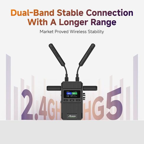 نظام نقل الفيديو اللاسلكي Accsoon CineView 2 SDI، مستقبل إرسال HDMI SDI، نطاق مزدوج 1500 قدم، بث مباشر UVC، محول إشارة، شاشة 4 تطبيقات، متوافق مع CineView HE/SE/Quad in Saudi Arabia