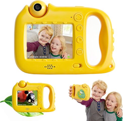 2 in 1 Kids Microscope & Camera, 1080p Hd Autofocus Digital Microscope, 48mp 1000x Magnification Handheld, Stem Educational Toy with 32gb Sd Card, Birthday for 3-12 Boys Girls (Yellow) in Saudi Arabia