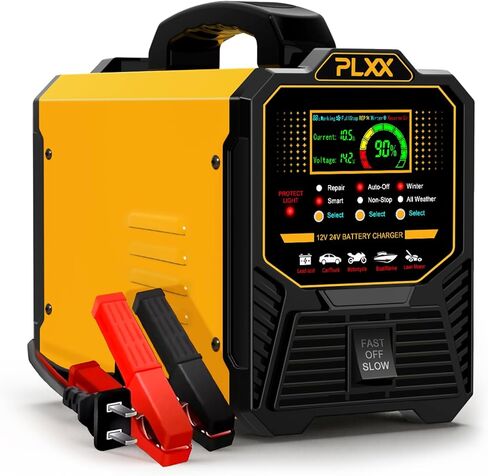 PLXX 12V 24V Car Battery Charger Heavy Duty 0-15A Automatic Smart Trickle Charger with Auto Shutoffs, Repair, Winter Mode, for Automotive Car Truck Motorcycle Lawn Mower Boat Marine AGM in Kuwait