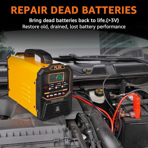 PLXX 12V 24V Car Battery Charger Heavy Duty 0-15A Automatic Smart Trickle Charger with Auto Shutoffs, Repair, Winter Mode, for Automotive Car Truck Motorcycle Lawn Mower Boat Marine AGM in Kuwait