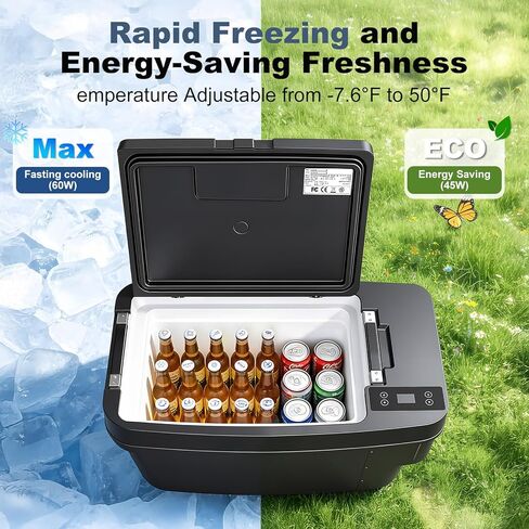ثلاجة سيارة لطراز Tesla Y، 35QT (33L) فريزر محمول، -7.6 درجة فهرنهايت إلى 50 درجة فهرنهايت ثلاجة سيارة 12 فولت لصندوق السيارة طراز Y مع التحكم في التطبيق، مبرد تسلا 12 و24 فولت تيار مستمر للتخييم والتسوق والرحلات البرية والمنزل in Kuwait