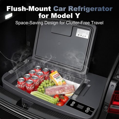 ثلاجة سيارة لطراز Tesla Y، 35QT (33L) فريزر محمول، -7.6 درجة فهرنهايت إلى 50 درجة فهرنهايت ثلاجة سيارة 12 فولت لصندوق السيارة طراز Y مع التحكم في التطبيق، مبرد تسلا 12 و24 فولت تيار مستمر للتخييم والتسوق والرحلات البرية والمنزل in Kuwait