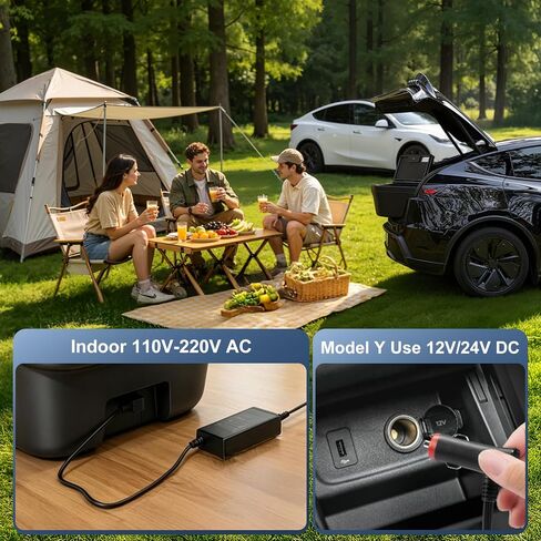 ثلاجة سيارة لطراز Tesla Y، 35QT (33L) فريزر محمول، -7.6 درجة فهرنهايت إلى 50 درجة فهرنهايت ثلاجة سيارة 12 فولت لصندوق السيارة طراز Y مع التحكم في التطبيق، مبرد تسلا 12 و24 فولت تيار مستمر للتخييم والتسوق والرحلات البرية والمنزل in Kuwait