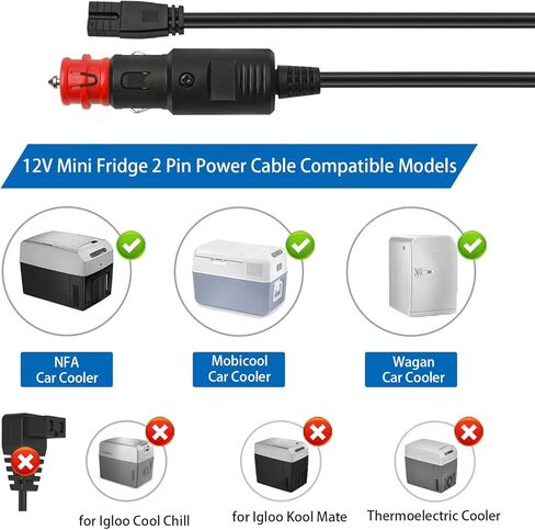 Mini Fridge 12V DC 2 Pin Power Cord Compatible with Mobicool Wagan NFA Car Cooler Box Refrigerator Freezers Power Extension Cable 8.2 FT (2.5M) in Saudi Arabia