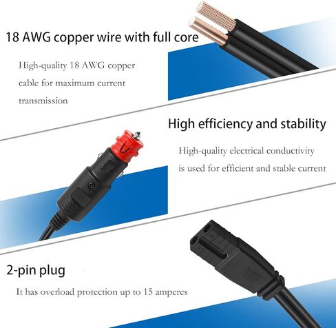 Mini Fridge 12V DC 2 Pin Power Cord Compatible with Mobicool Wagan NFA Car Cooler Box Refrigerator Freezers Power Extension Cable 8.2 FT (2.5M) in Saudi Arabia