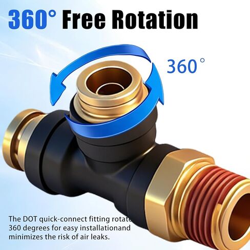 1/4" DOT Air Brake Line Fittings 2-Pack، 1/4" Tube OD x 1/4" NPT Thread Push-to-Connect Union، تركيبات نحاسية مركبة PTC/PTCR لتعليق هوائي الشاحنة، نظام فرامل الهواء للمقطورة in Kuwait