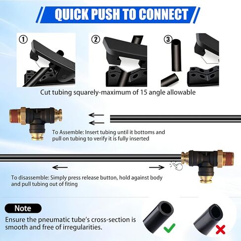 1/4" DOT Air Brake Line Fittings 2-Pack، 1/4" Tube OD x 1/4" NPT Thread Push-to-Connect Union، تركيبات نحاسية مركبة PTC/PTCR لتعليق هوائي الشاحنة، نظام فرامل الهواء للمقطورة in Kuwait