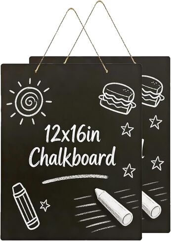 Hanging Chalkboard 12x16 Inch Double-Sided Chalkboard Sign Decorative Blackboard Wall Mounted for Home, Office, Restaurant, Bar (Vertical 1pack) in Saudi Arabia