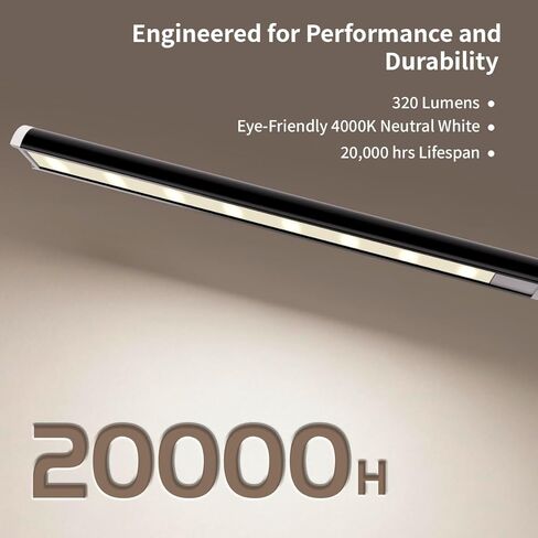 LED Desk Lamp, Eye-Caring Table Lamp with 3 Brightness Levels, Touch Control and Memory Function, Foldable Reading Lamp for Home Office Bedroom Study, 8W, 4000K, Black in Saudi Arabia