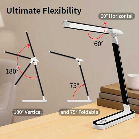 LED Desk Lamp, Eye-Caring Table Lamp with 3 Brightness Levels, Touch Control and Memory Function, Foldable Reading Lamp for Home Office Bedroom Study, 8W, 4000K, Black in Saudi Arabia