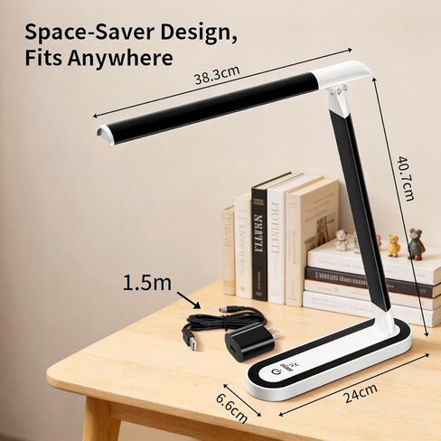 LED Desk Lamp, Eye-Caring Table Lamp with 3 Brightness Levels, Touch Control and Memory Function, Foldable Reading Lamp for Home Office Bedroom Study, 8W, 4000K, Black in Saudi Arabia