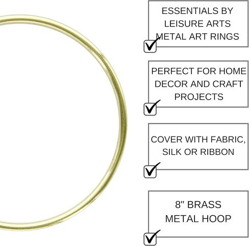 Essentials By Leisure Arts Metal Ring 8" Brass – for Macrame Rings, Metal Hoops for Crafts, and DIY Projects. Ideal Rings Crafts and Home Decor in Saudi Arabia