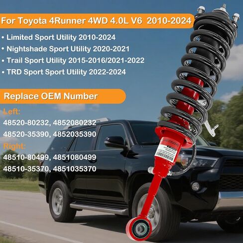 Front Struts Shock Absorber Assembly w/Coil Springs for Toyota 4Runner Limited 4WD 2010-2024 4.0L V6 48520-80232 48520-35390 48510-80499 48510-35370 in Kuwait