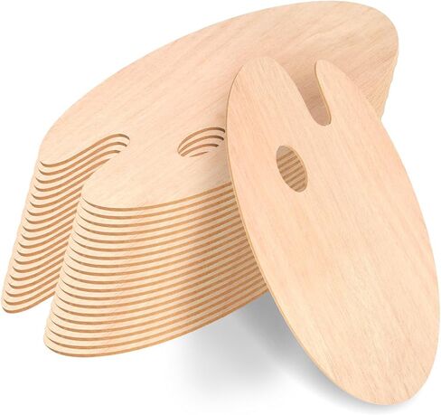 Wooden Painting Palette, Oval-Shaped Wood Paint Pallets with Thumb Hole,Premium Wooden Pallets Ideal for Oil, Acrylic & Watercolor Painting Creative Projects (30 Pcs) in Saudi Arabia