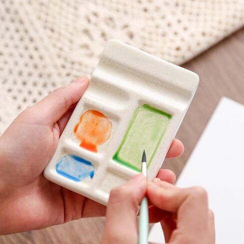 لوحة ألوان مائية صغيرة من السيراميك، لوحة ألوان مائية محمولة للسفر، مادة صديقة للبيئة، سهلة التنظيف والتجفيف، مناسبة للألوان المائية والغواش والأكريليك والرسم الزيتي. in Kuwait