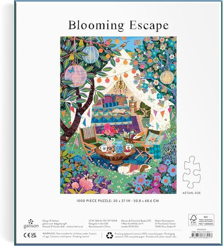 Galison Blooming Escape - أحجية الصور المقطوعة المكونة من 1000 قطعة تتميز بعمل فني جميل لمشهد تخييم فاخر in Kuwait