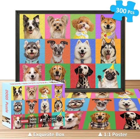 300 Pieces Puzzles for Adults, Multicolor Dogs Puzzle for Adults Children Seniors, Challenging Funny Dogs Puzzles for Kids Ages 8-10 10-12, Great Gift for Family Friends in Saudi Arabia