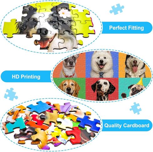 300 Pieces Puzzles for Adults, Multicolor Dogs Puzzle for Adults Children Seniors, Challenging Funny Dogs Puzzles for Kids Ages 8-10 10-12, Great Gift for Family Friends in Saudi Arabia