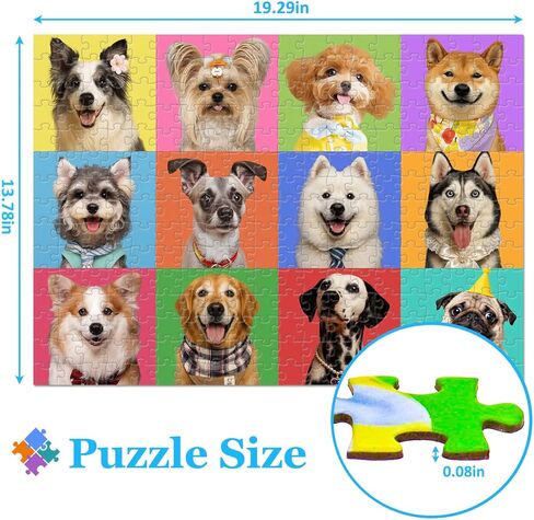 300 Pieces Puzzles for Adults, Multicolor Dogs Puzzle for Adults Children Seniors, Challenging Funny Dogs Puzzles for Kids Ages 8-10 10-12, Great Gift for Family Friends in Saudi Arabia