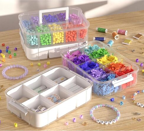 منظمات الحرف اليدوية وتخزينها من 4 طبقات من CraftGenes مع درجين قابلين للإزالة، وحقيبة مستلزمات فنية كبيرة مع 20 مقسمًا قابلاً للتعديل، وصندوق خياطة محمول للخرز، واللوازم الحرفية، وسجلات القصاصات والأدوات in Kuwait