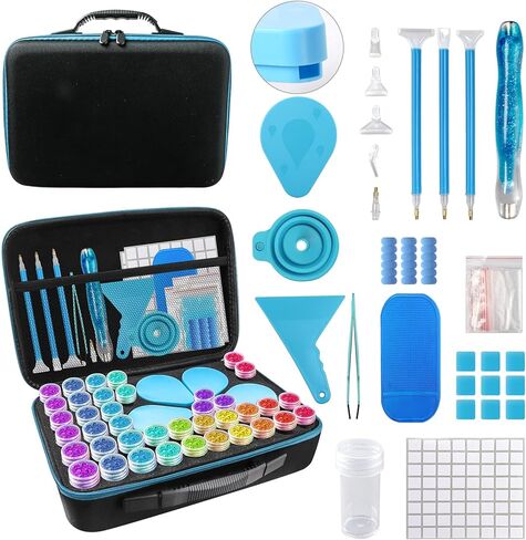 Aicmerk 60 Slot Diamond Art Storage Containers, Portable Diamond Painting Organizer with Tools, Leak Proof Bead Storage Container for Craft Supplies and DIY Art Accessories in Saudi Arabia