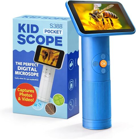 Microscope for Kids, Handheld Digital Microscope with 2.8" Screen, Easy Focus, Photo & Video, Up to 1600x, STEM Science Gift for Outdoor Exploration & Homeschool, Ages 5+ in Saudi Arabia