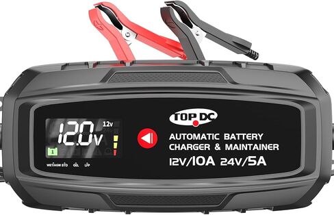 TOPDC Automatic Battery Charger & Maintainer – Smart Trickle Charger for Car, Motorcycle, Boat, Lawn Tractor, RV, ATV – Lead-Acid (AGM/STD/Gel) & LiFePO4 (LFP) (10A) in Saudi Arabia