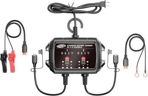 TOPDC Automatic Battery Charger & Maintainer – Smart Trickle Charger for Car, Motorcycle, Boat, Lawn Tractor, RV, ATV – Lead-Acid (AGM/STD/Gel) & LiFePO4 (LFP) (10A) in Saudi Arabia