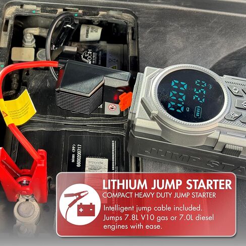Wagan EL7603 iOnBoost V10 Air Jump Starter مع منفاخ الإطارات 1500A Peak 12V بطارية ليثيوم محمولة للسيارة معززة مع ضاغط هواء 150 رطل لكل بوصة مربعة شاشة عرض ضغط LCD مدمجة ضوء LED معتمد من UL in Kuwait
