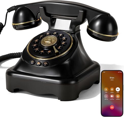 Bluetooth Landline Phone, Retro Rotary Phone with Speakerphone, Music Playback, Voice Assistant Wake-Up, USB Charging for Home Office, Living Room, Bedside (Large White) in Saudi Arabia