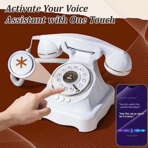 Bluetooth Landline Phone, Retro Rotary Phone with Speakerphone, Music Playback, Voice Assistant Wake-Up, USB Charging for Home Office, Living Room, Bedside (Large White) in Saudi Arabia