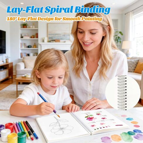 مصنف الألوان المائية، 20 تصميمًا زهريًا للمبتدئين، ورق ألوان مائية احترافي 300 جرامًا للمتر المربع، بدون طلاء، كتاب تلوين مائي مريح للبالغين، كتاب تدريبات نباتية in Kuwait