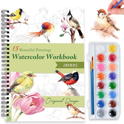 Watercolor Workbooks for Adults Beginners & Teens, 16 Colors 15 Beautiful Paintings, Pre-Outlined Designs, Easy Watercolor Art Book（Scenery） in Saudi Arabia