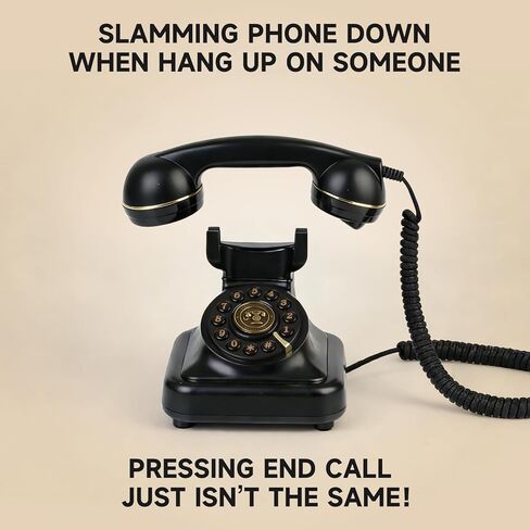 Bluetooth Retro Phone with Voice Assistant, Vintage Old Fashioned Telephone with Speakerphone & Volume Control, Wireless Rechargeable Telephone for Bedroom, Home & Office, Black in Saudi Arabia