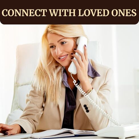 هاتف سلكي من يوفيتال للخط الأرضي، هاتف أرضي للمنزل، هواتف الخطوط الأرضية، إعادة الاتصال بمفتاح واحد، فلاش، كتم الصوت، إيقاف مؤقت، سهل الاستخدام، هاتف سطح المكتب للمنزل أو المكتب، أبيض in Kuwait