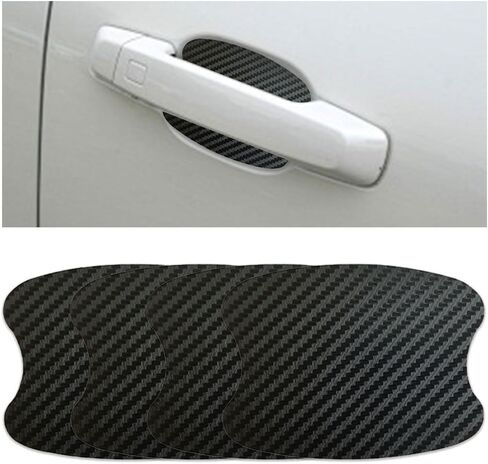 4PCS Car Door Handle Cup Protectors, Magnetic 3D Carbon Fiber Vehicle Door Bowl Scratch-Proof Guard Film, Auto Handle Paint Protection Pad Cover, Universal for Most Vehicles (Black) in Saudi Arabia