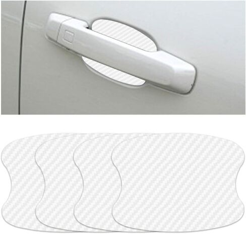 4PCS Car Door Handle Cup Protectors, Magnetic 3D Carbon Fiber Vehicle Door Bowl Scratch-Proof Guard Film, Auto Handle Paint Protection Pad Cover, Universal for Most Vehicles (Black) in Saudi Arabia