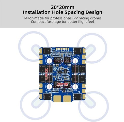 SEQURE Brushless 4 in 1 ESC 65A 2S-6S Electric Speed Controller with 20x20mm Mounting Hole for FPV Drones Racing Freestyle - AM32 in Saudi Arabia
