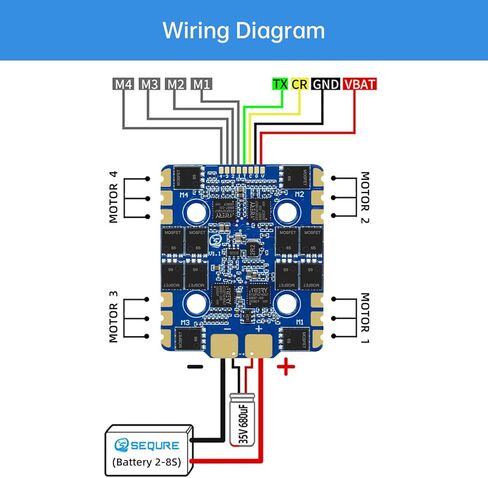 SEQURE Brushless 4 in 1 ESC 65A 2S-6S Electric Speed Controller with 20x20mm Mounting Hole for FPV Drones Racing Freestyle - AM32 in Saudi Arabia