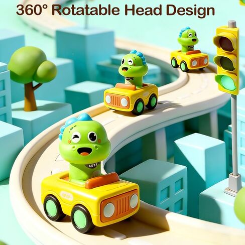 Pbooo Press to Go Car, Dinoaur Car Toys for Toddlers 1-3, Kids' Play Vehicles and Race Cars, Push Go Cars for 6-12-18 Month, Ideal Christmas and Birthday Gift for 1-2 Year Old Kids in Saudi Arabia
