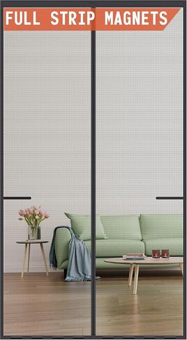 Mpmedo Magnetic Screen Door Upgraded-Model Full Strip Magnets,Fiberglass Heavy Duty Mesh Screen Doors Magnets,Retractable Door Screen Magnetic Closure for Single Front Patio Fit Doors to 32x80 in Saudi Arabia