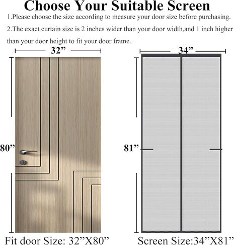 Mpmedo Magnetic Screen Door Upgraded-Model Full Strip Magnets,Fiberglass Heavy Duty Mesh Screen Doors Magnets,Retractable Door Screen Magnetic Closure for Single Front Patio Fit Doors to 32x80 in Saudi Arabia