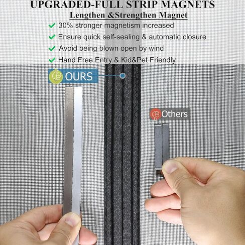 Mpmedo Magnetic Screen Door Upgraded-Model Full Strip Magnets,Fiberglass Heavy Duty Mesh Screen Doors Magnets,Retractable Door Screen Magnetic Closure for Single Front Patio Fit Doors to 32x80 in Saudi Arabia