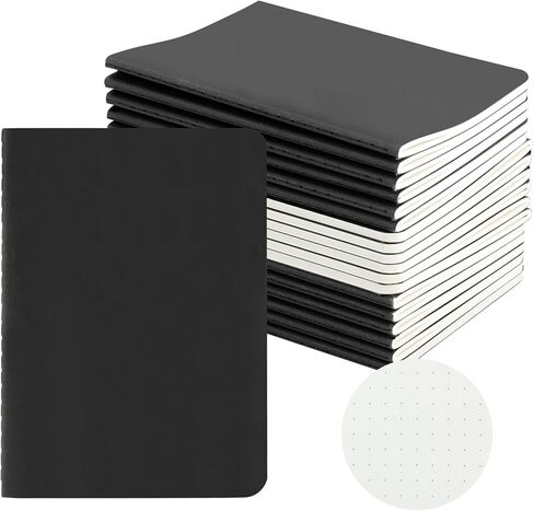 HOMEMARS Dot Grid Pocket Notebooks,18 Pack,100GSM,A6,Small notebook,3.9" x 5.5", Black, Journaling Notebooks for Travel Journal, Work & School,Thick Paper,Dotted, Journal Diary Memo,100 g/m²,A6 in Saudi Arabia